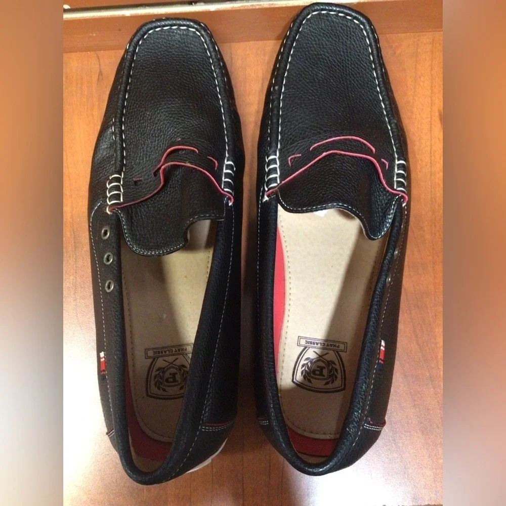 Stylish Black Leather Men's Slip-On Loafers